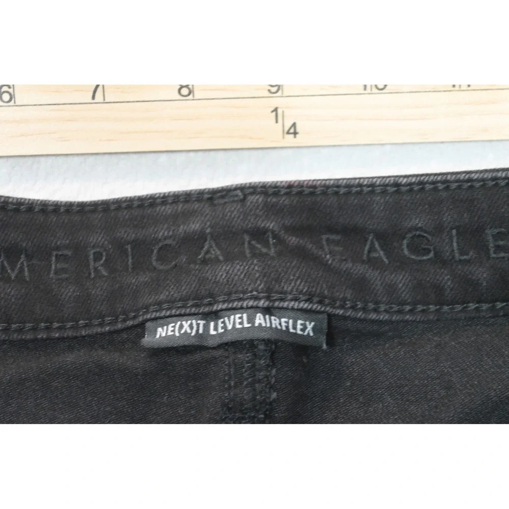 American Eagle Denim Shorts Mens 30 Black Airflex Athletic Raw Hem Excellent